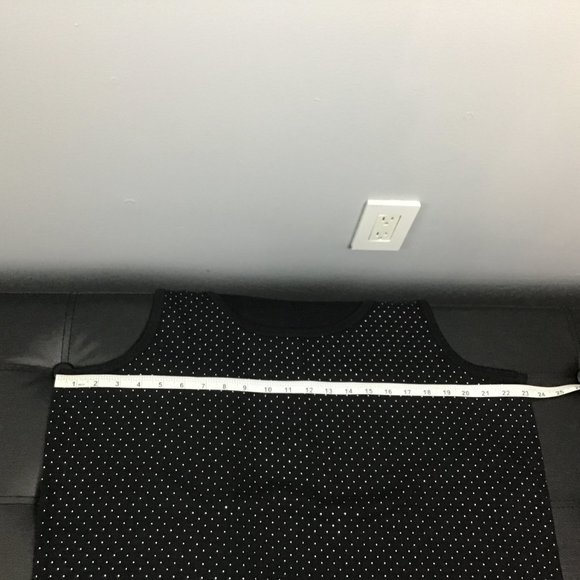 Women's Black Rib-Knit Silver Dots Scoop Neck Top - Picture 7 of 9